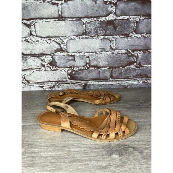 Coasters 2684 Brown Leather Braided Strappy Heel Sandals Women Sz 7M US/38EU - Picture 13 of 16